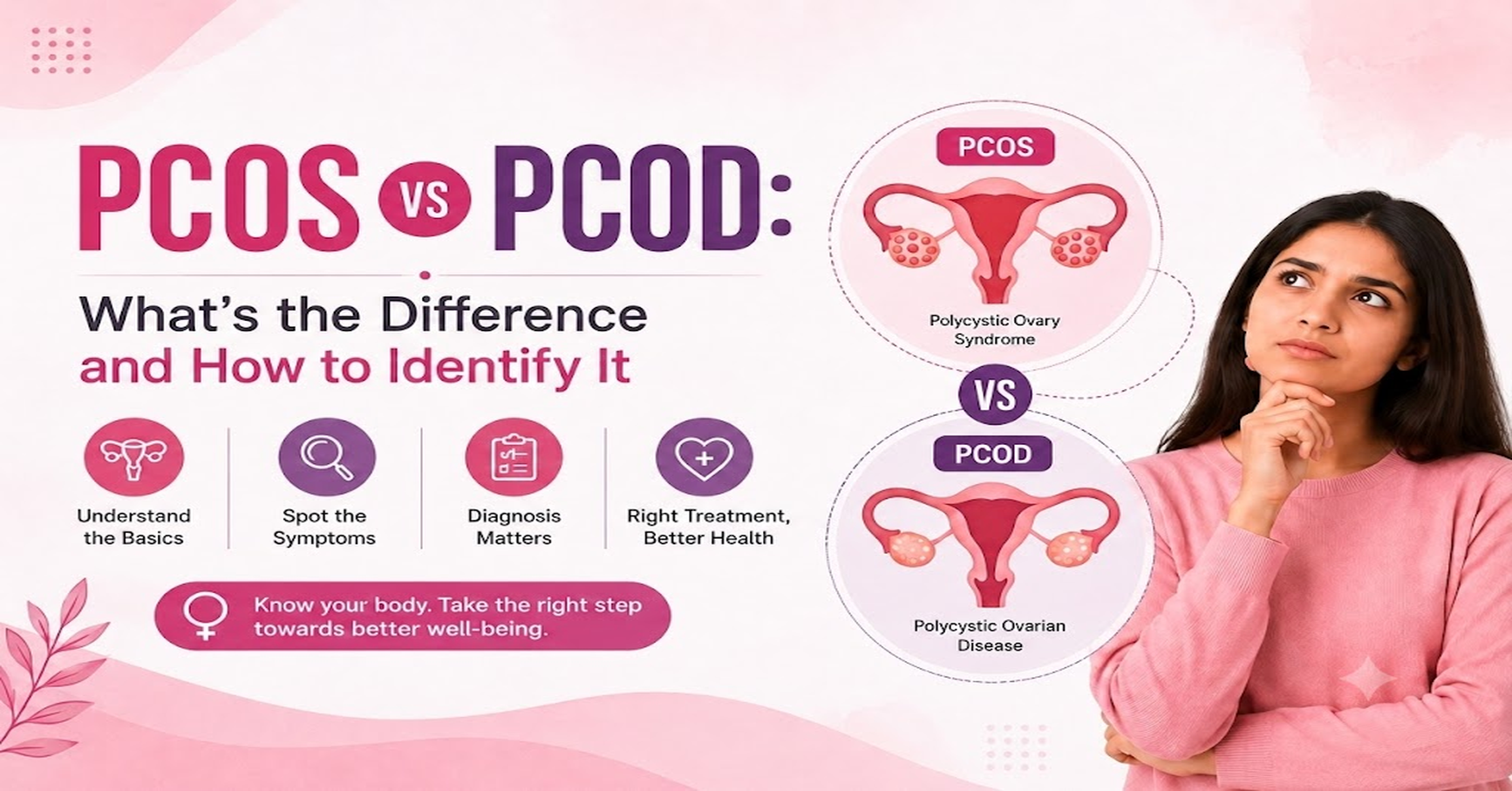 Understand the key differences between PCOS and PCOD, their symptoms, causes, and diagnosis to take the right step towards better reproductive health.